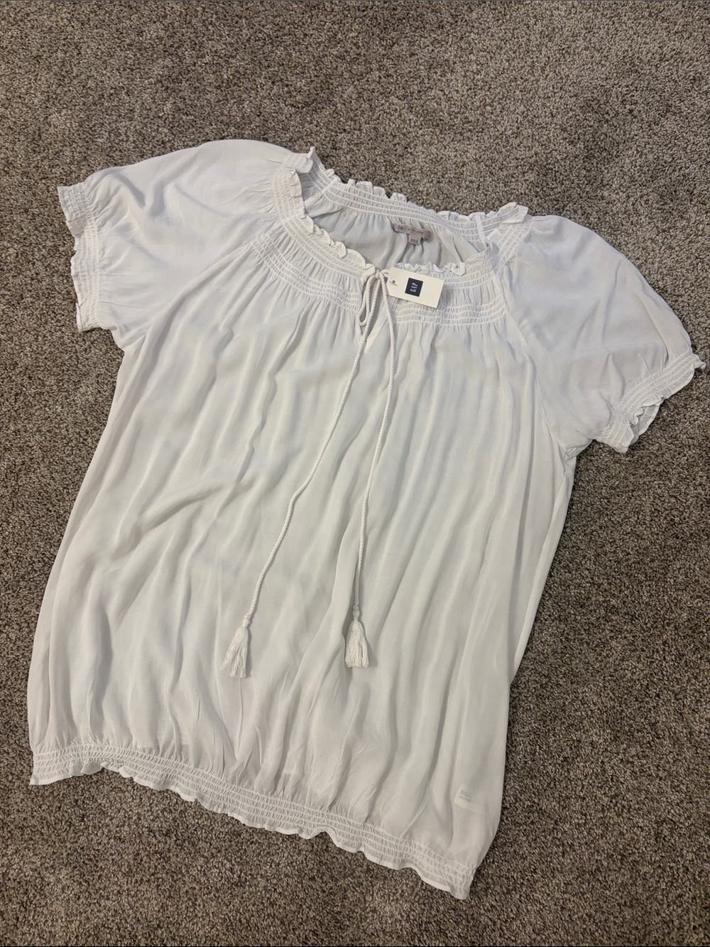 NEW GAP White Tassel Peasant Blouse